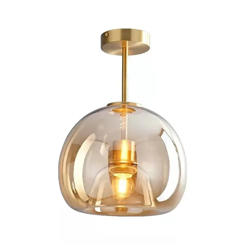 Nordic Glass Sphere Semi-Flush Ceiling Light Fixture