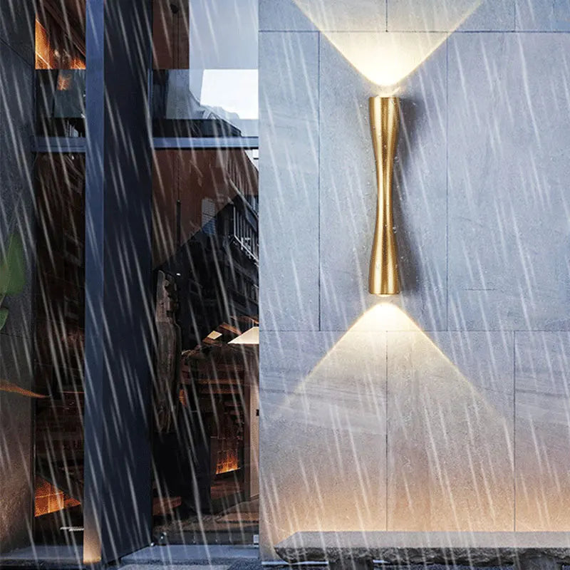 Nordic Gold Wall Sconce with Up & Down Waterproof LED Lighting