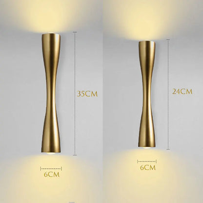Nordic Gold Wall Sconce with Up & Down Waterproof LED Lighting