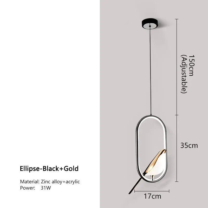 Nordic LED Bird Design Pendant Light – Magpie Ceiling Lamp
