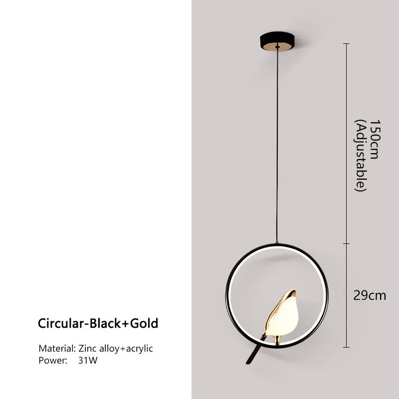 Nordic LED Bird Design Pendant Light – Magpie Ceiling Lamp
