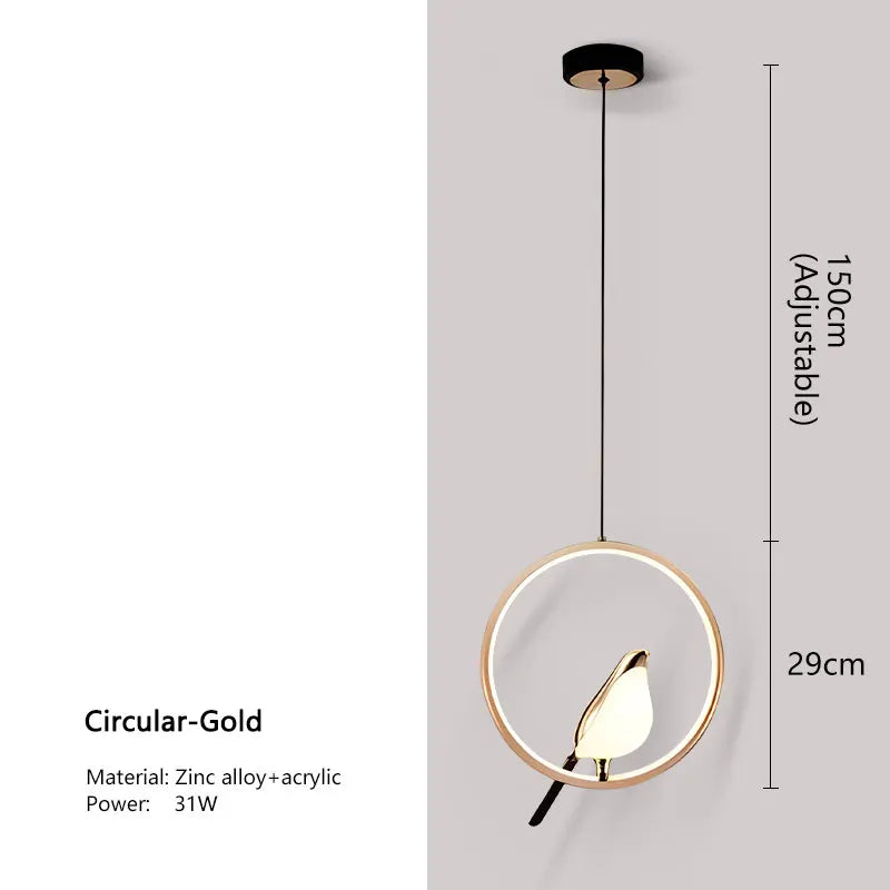 Nordic LED Bird Design Pendant Light – Magpie Ceiling Lamp