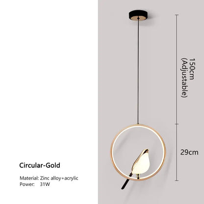 Nordic LED Bird Design Pendant Light – Magpie Ceiling Lamp