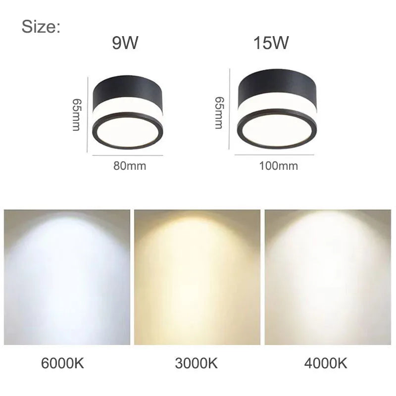 Nordic LED Ceiling Downlight, Surface Mounted, 9W/15W