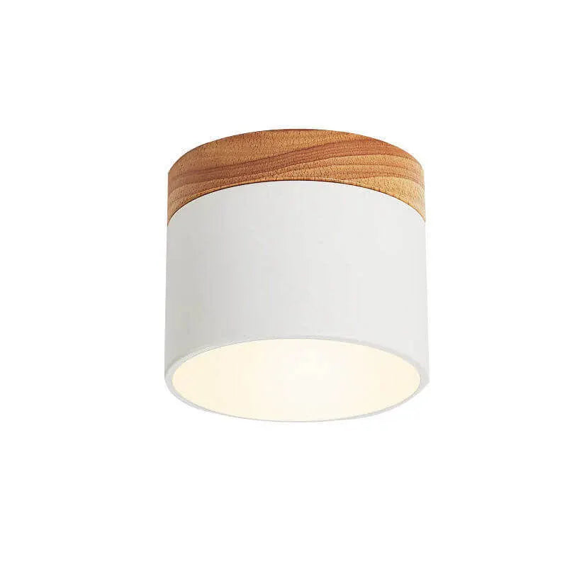 Nordic Macaron LED Flush Mount Ceiling Light with Wood Accent