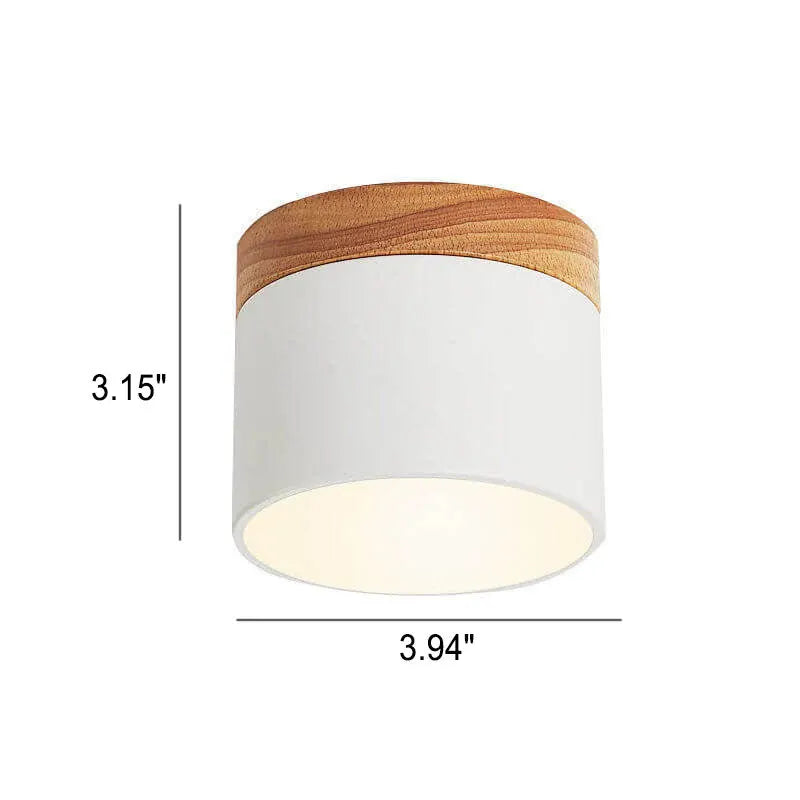 Nordic Macaron LED Flush Mount Ceiling Light with Wood Accent