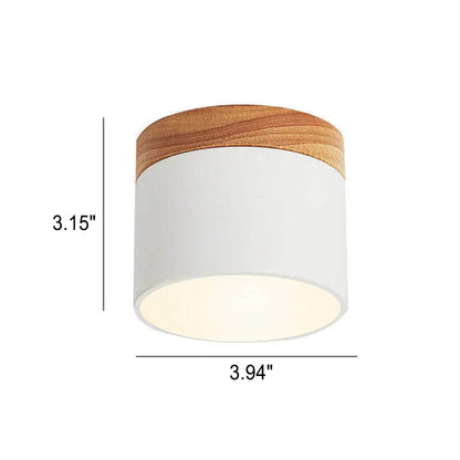 Nordic Macaron LED Flush Mount Ceiling Light with Wood Accent
