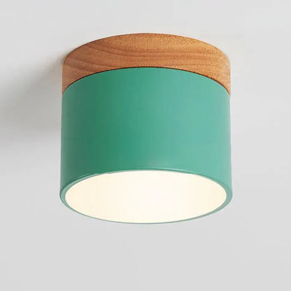 Nordic Macaron LED Flush Mount Ceiling Light with Wood Accent