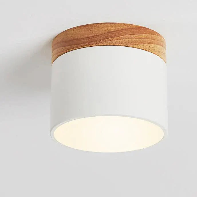 Nordic Macaron LED Flush Mount Ceiling Light with Wood Accent