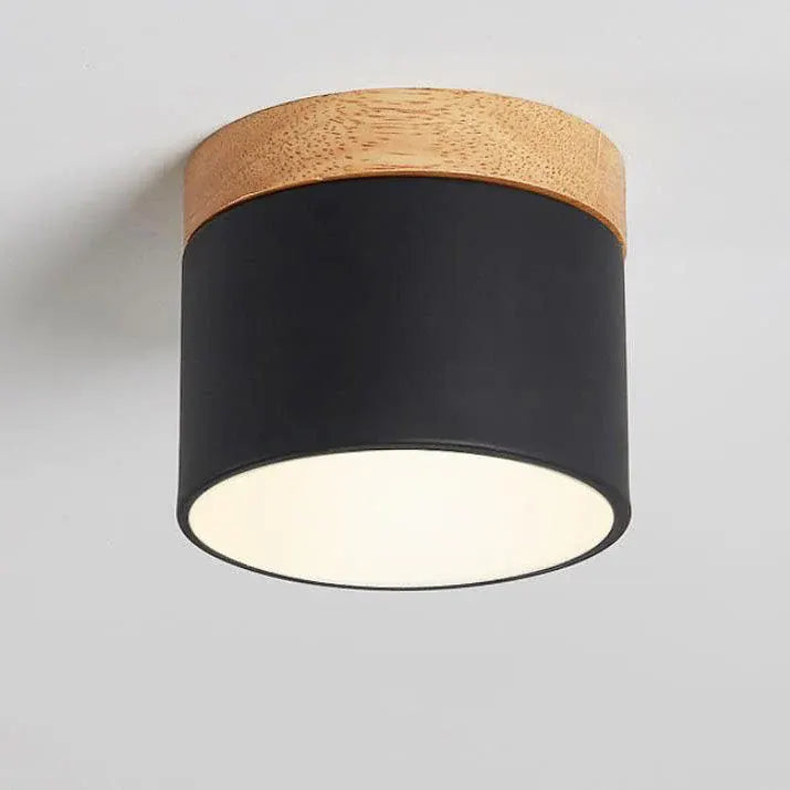 Nordic Macaron LED Flush Mount Ceiling Light with Wood Accent
