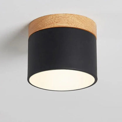 Nordic Macaron LED Flush Mount Ceiling Light with Wood Accent