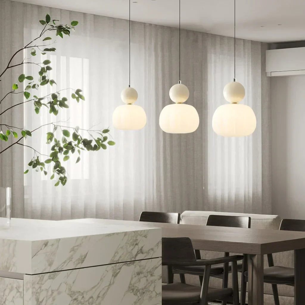 Nordic Pumpkin-Shaped LED Pendant Light | Modern Ceiling Lamp