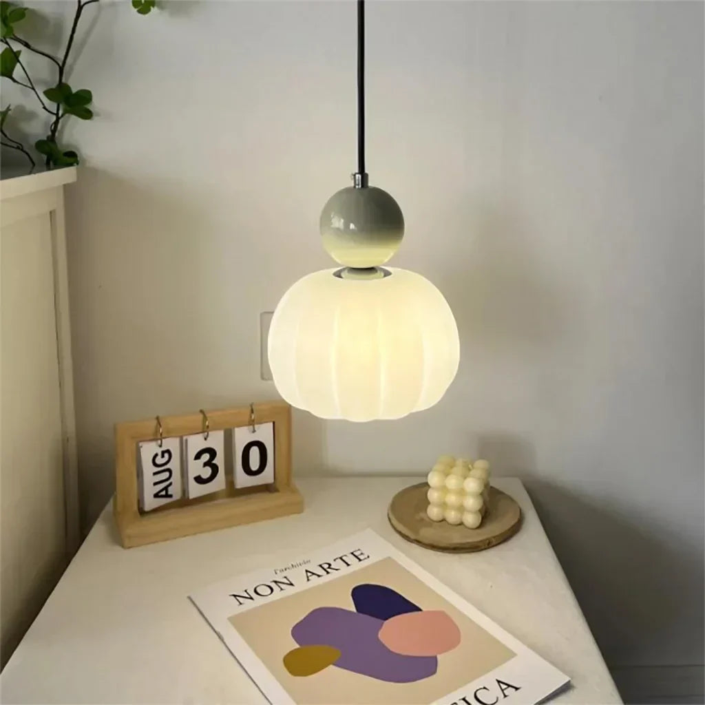 Nordic Pumpkin-Shaped LED Pendant Light | Modern Ceiling Lamp