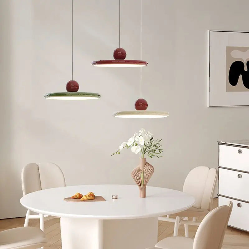 Nordic UFO-Style Pendant Fixture | LED Cream Ceiling Light