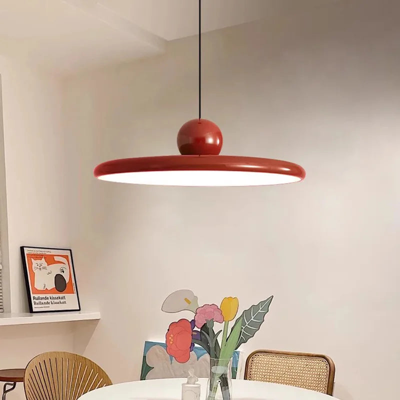 Nordic UFO-Style Pendant Fixture | LED Cream Ceiling Light