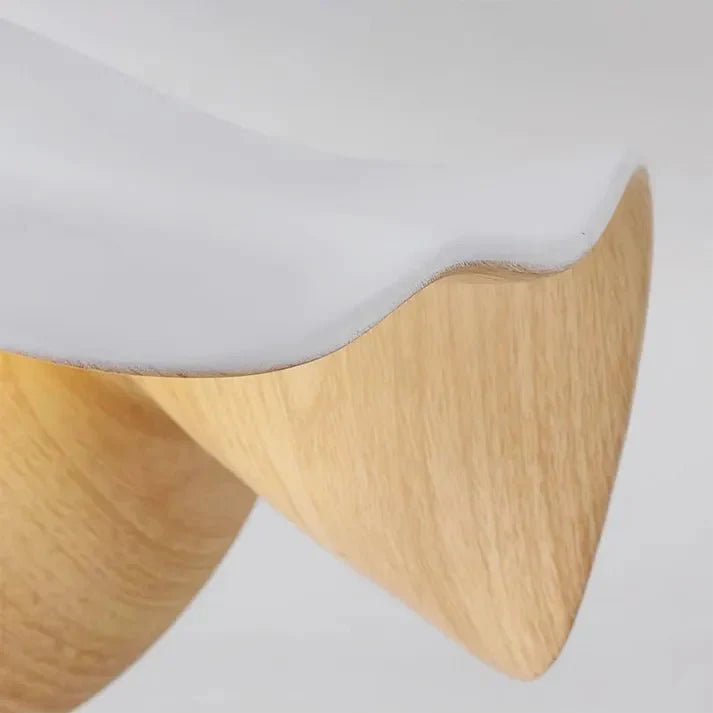 Nordic Wood Lotus Flush Mount Ceiling Light | Resin & Iron Modern Fixture