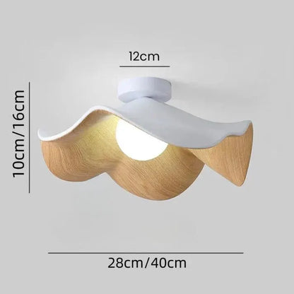 Nordic Wood Lotus Flush Mount Ceiling Light | Resin & Iron Modern Fixture