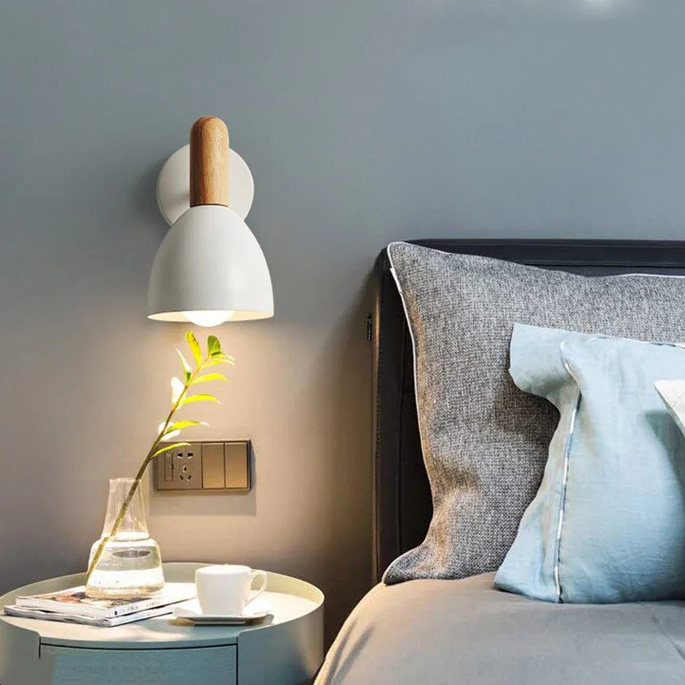 Nordic Wood Wall Sconce | Adjustable Bedside Reading Light