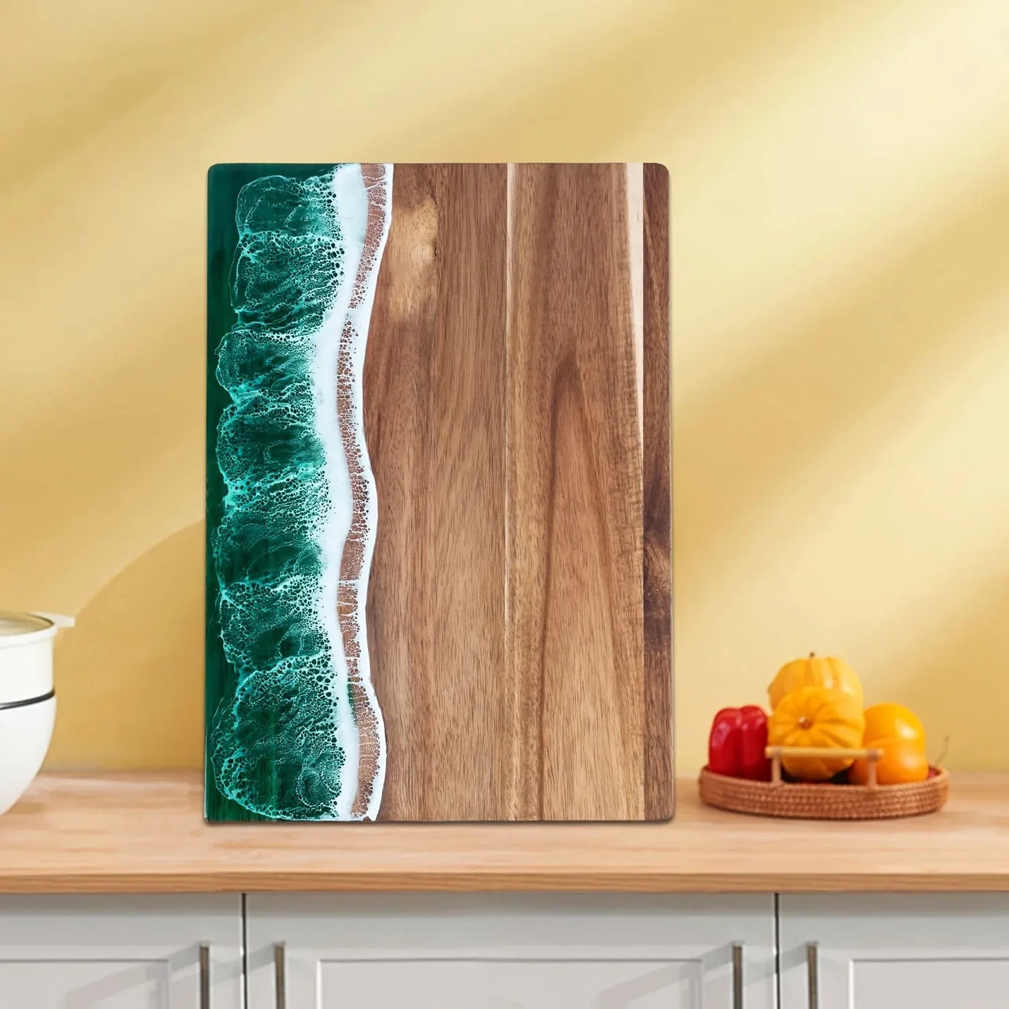 Ocean Wave Acacia Wood Serving Board | Resin-Infused Cheese & Charcuterie Tray