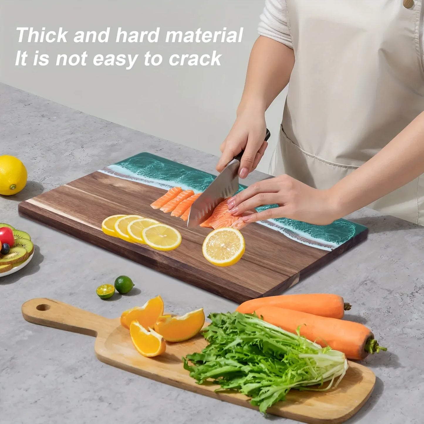 Ocean Wave Acacia Wood Serving Board | Resin-Infused Cheese & Charcuterie Tray