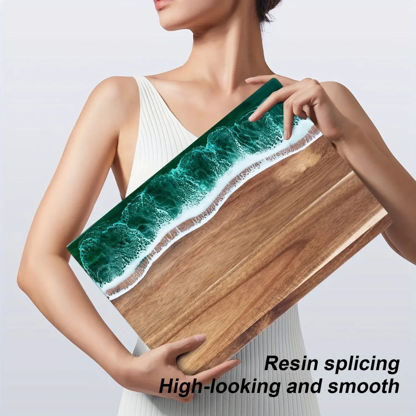 Ocean Wave Acacia Wood Serving Board | Resin-Infused Cheese & Charcuterie Tray