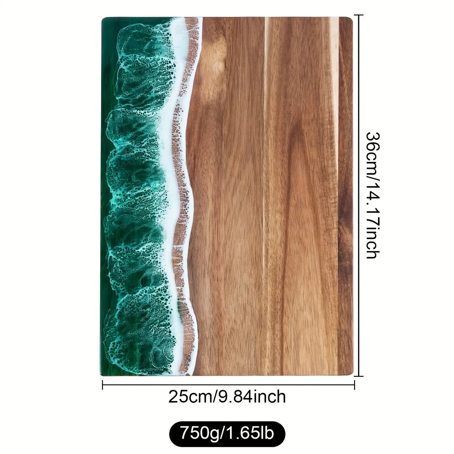 Ocean Wave Acacia Wood Serving Board | Resin-Infused Cheese & Charcuterie Tray