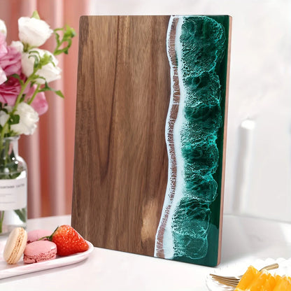 Ocean Wave Acacia Wood Serving Board | Resin-Infused Cheese & Charcuterie Tray