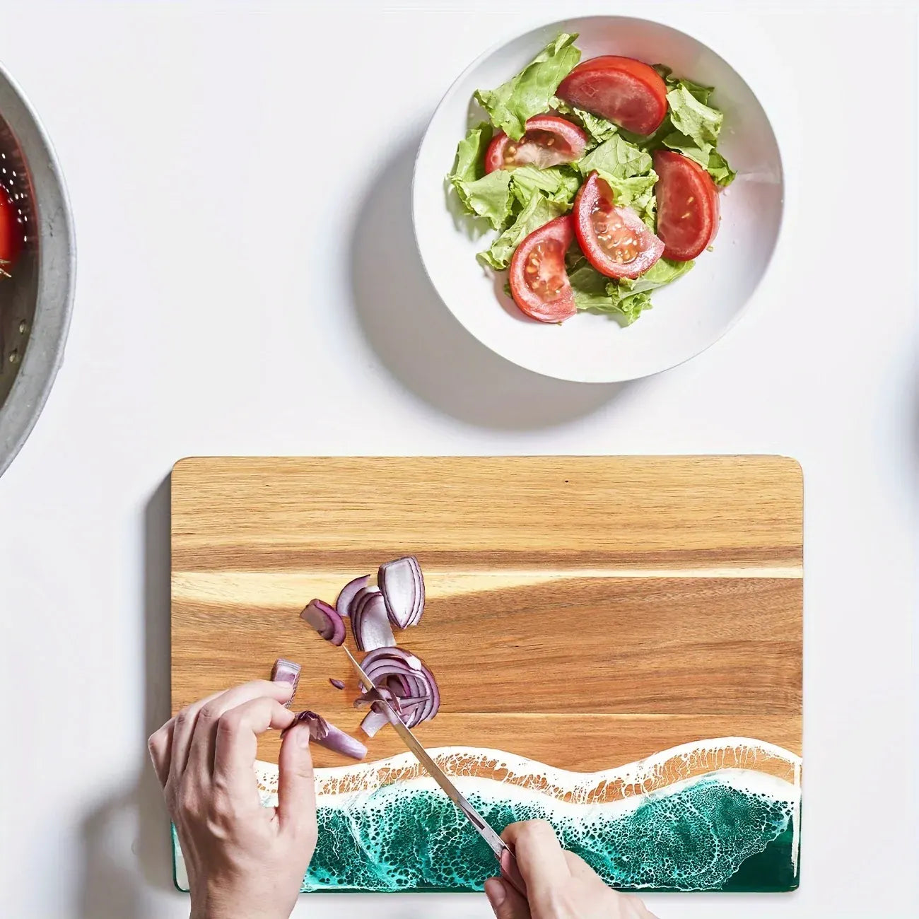 Ocean Wave Acacia Wood Serving Board | Resin-Infused Cheese & Charcuterie Tray