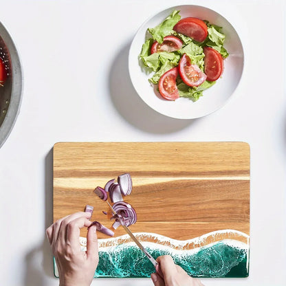 Ocean Wave Acacia Wood Serving Board | Resin-Infused Cheese & Charcuterie Tray