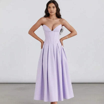 Off-Shoulder Midi Cocktail Dress for Women - Party Wear