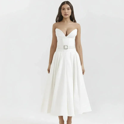 Off-Shoulder Midi Cocktail Dress for Women - Party Wear