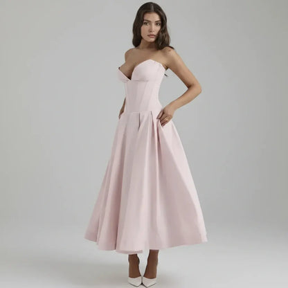 Off-Shoulder Midi Cocktail Dress for Women - Party Wear