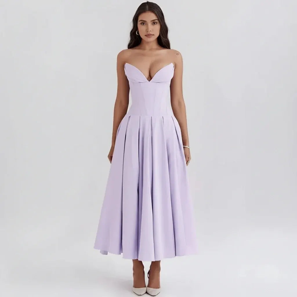 Off-Shoulder Midi Cocktail Dress for Women - Party Wear
