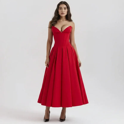 Off-Shoulder Midi Cocktail Dress for Women - Party Wear