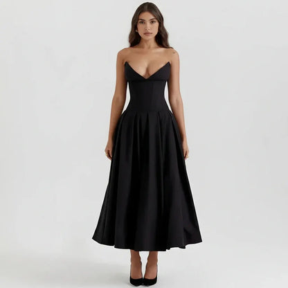 Off-Shoulder Midi Cocktail Dress for Women - Party Wear