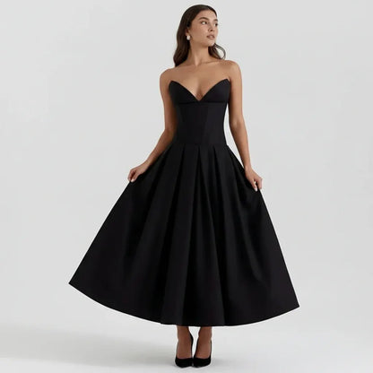Off-Shoulder Midi Cocktail Dress for Women - Party Wear