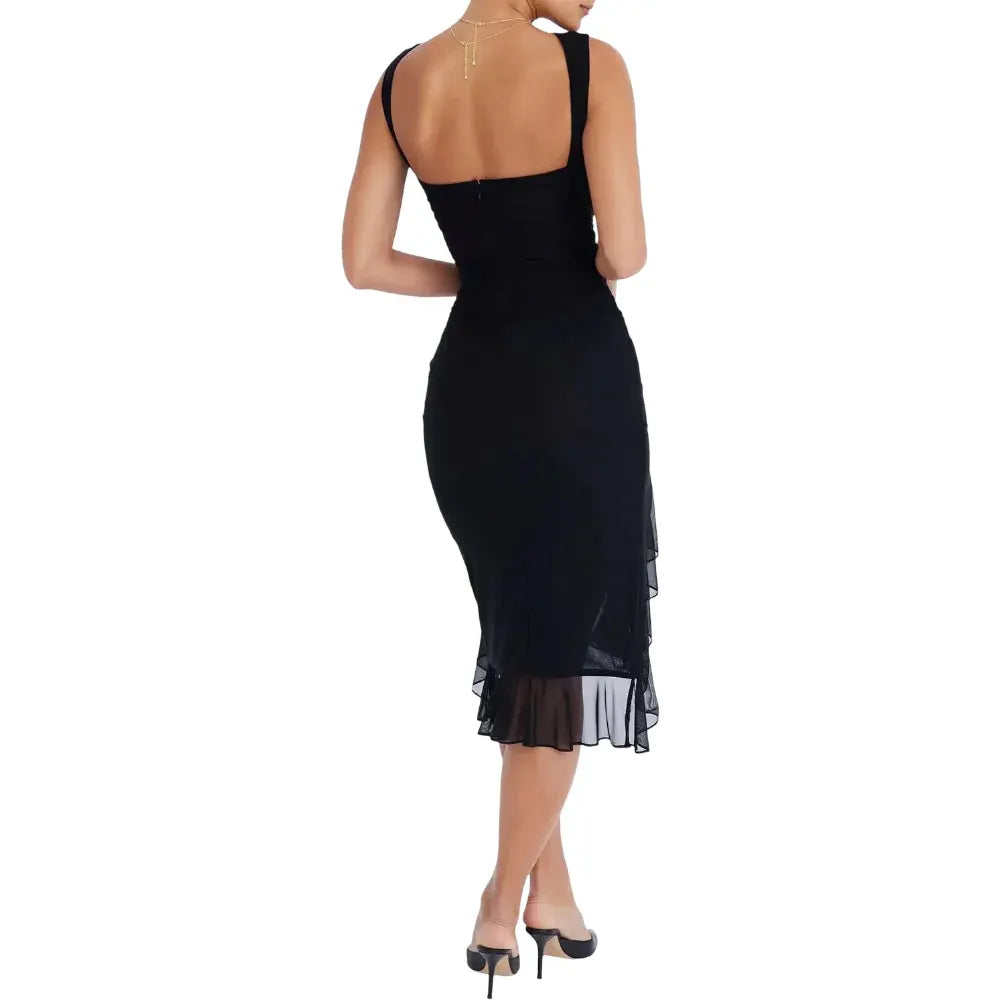 Off-Shoulder Ruched Midi Cocktail Dress for Women