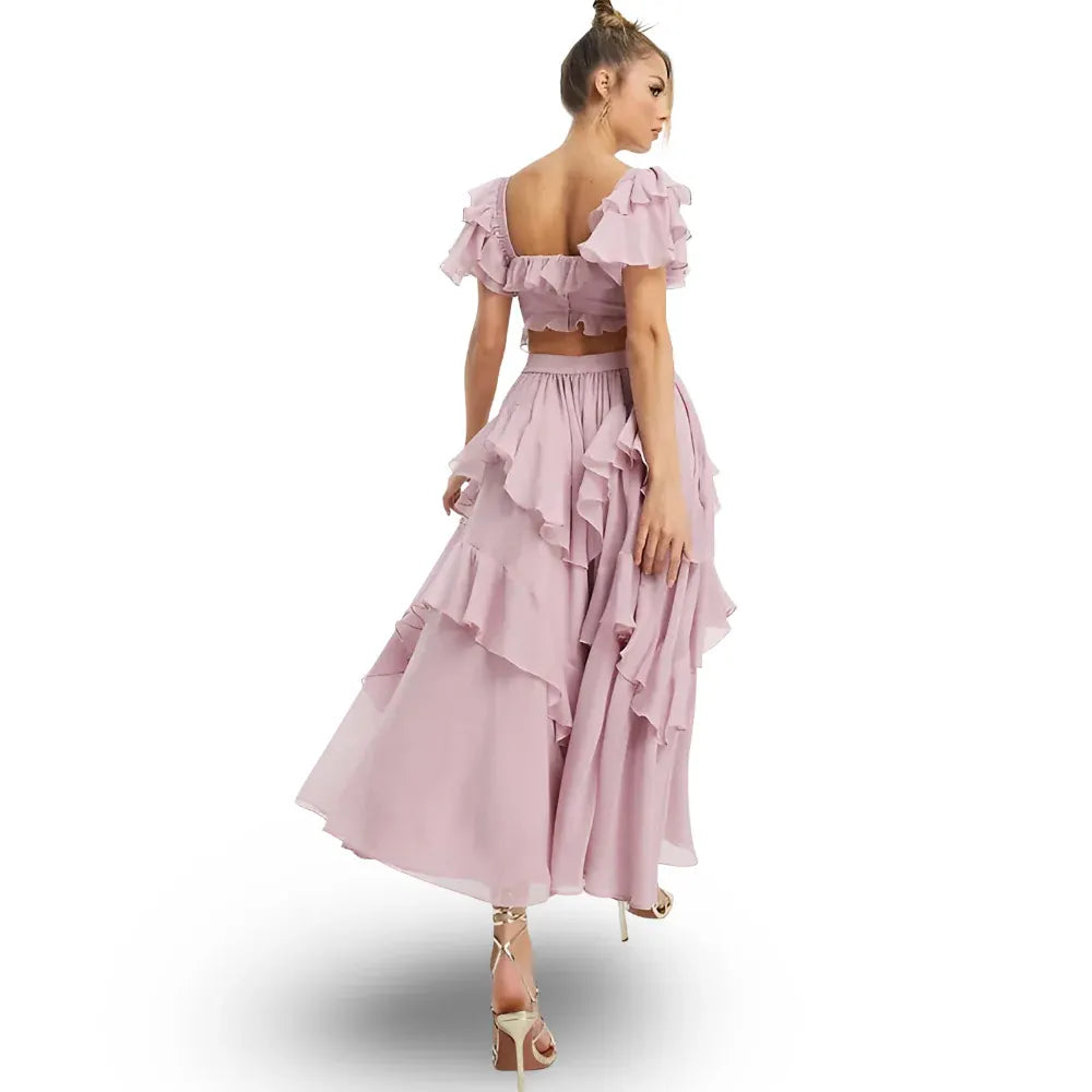 Off Shoulder Ruffle Maxi Party Dress for Women