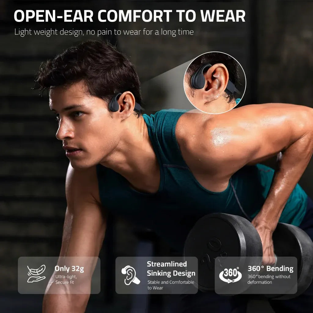 Open Ear Sport Bone Conduction Wireless Headphones with USB Charging