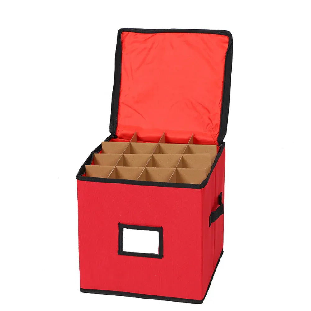 Ornament Storage Box Organizer with 3 Trays, 600D Oxford Fabric