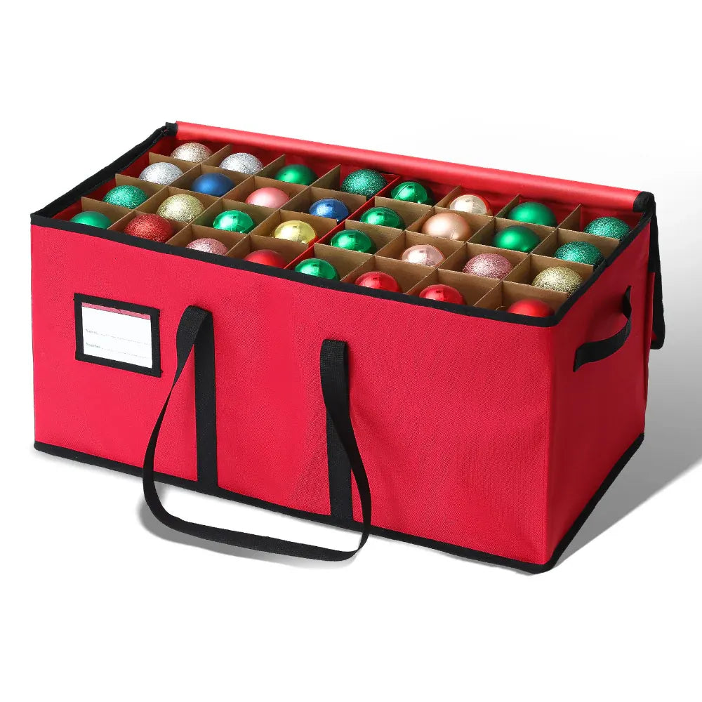 Ornament Storage Box Organizer with 3 Trays, 600D Oxford Fabric