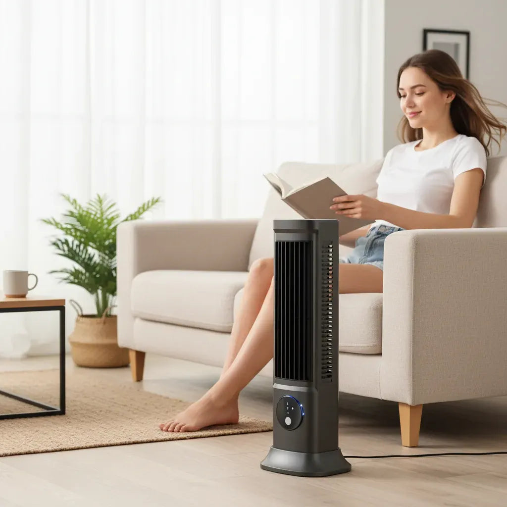 Oscillating LED Tower Cooling Fan with Portable Design