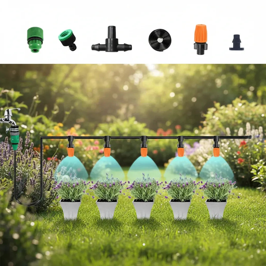Outdoor Patio Cooling Mist System with Adjustable Nozzles