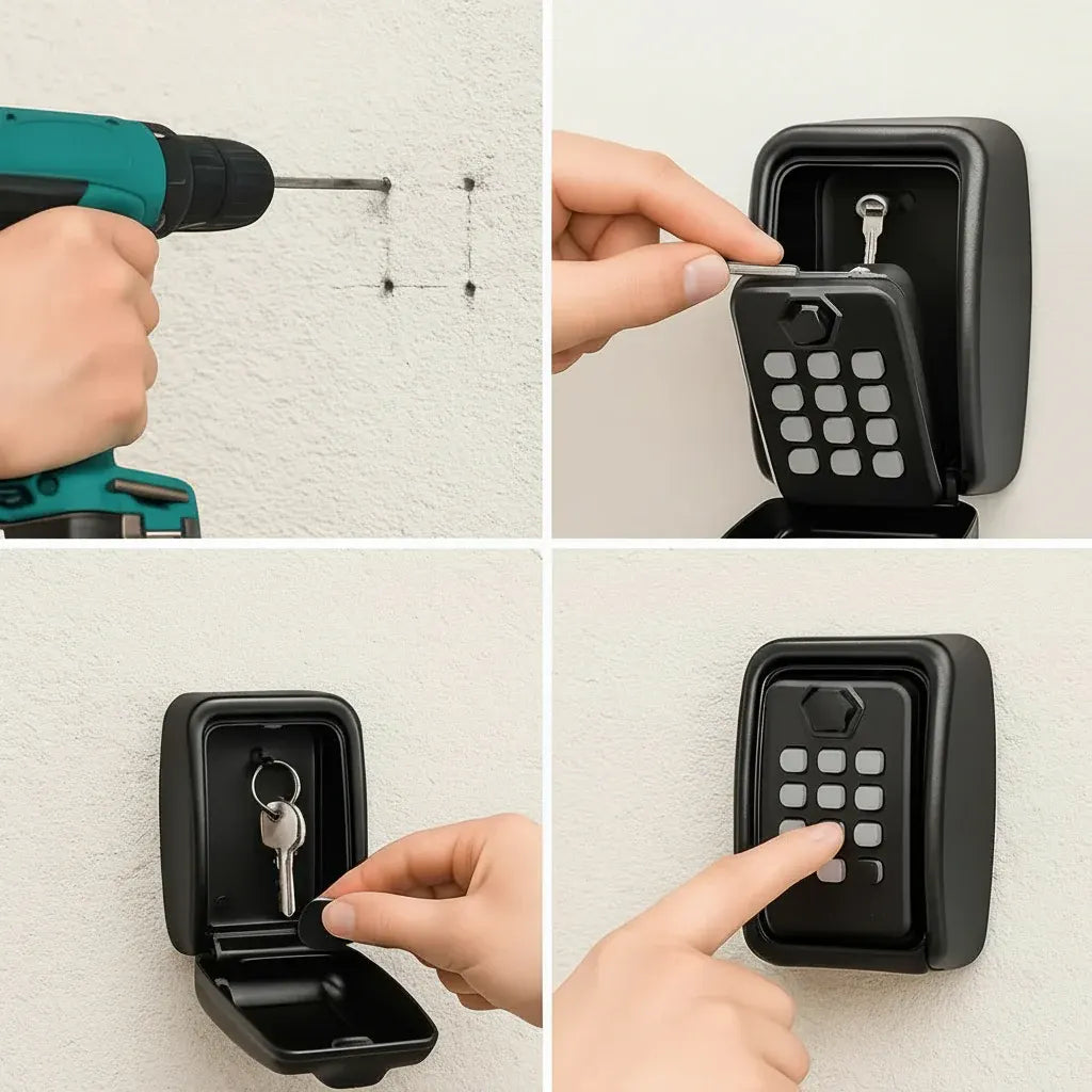 Outdoor Wall-Mounted Waterproof Combination Key Storage Lock Box