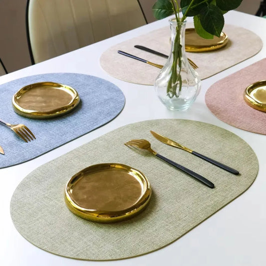 Oval Faux Leather Placemats - Heat Resistant & Non-Slip Table Mats