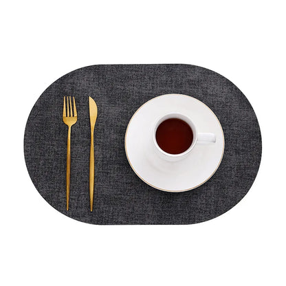 Oval Faux Leather Placemats - Heat Resistant & Non-Slip Table Mats