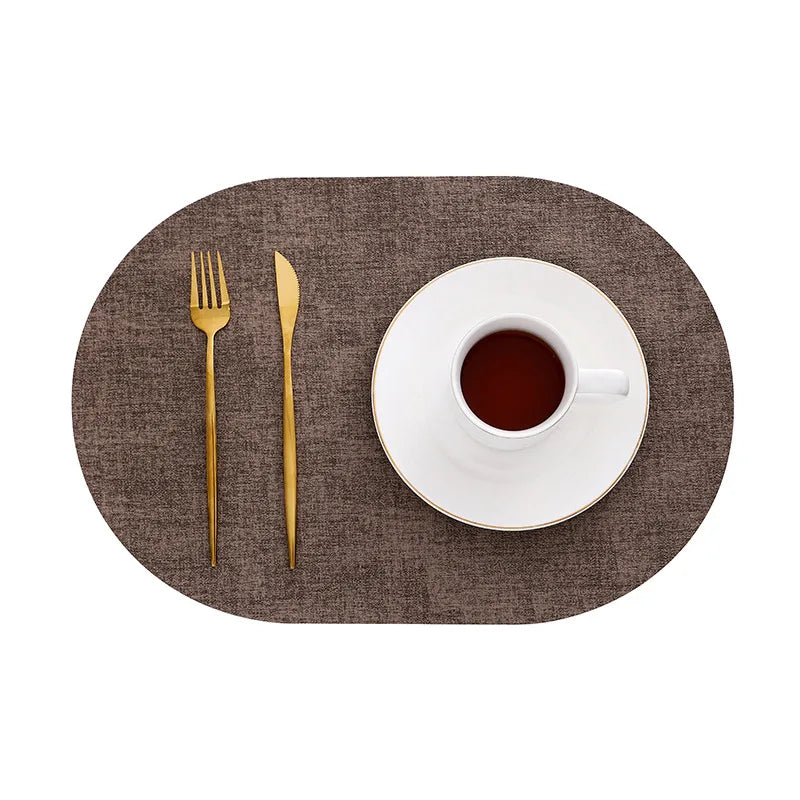 Oval Faux Leather Placemats - Heat Resistant & Non-Slip Table Mats