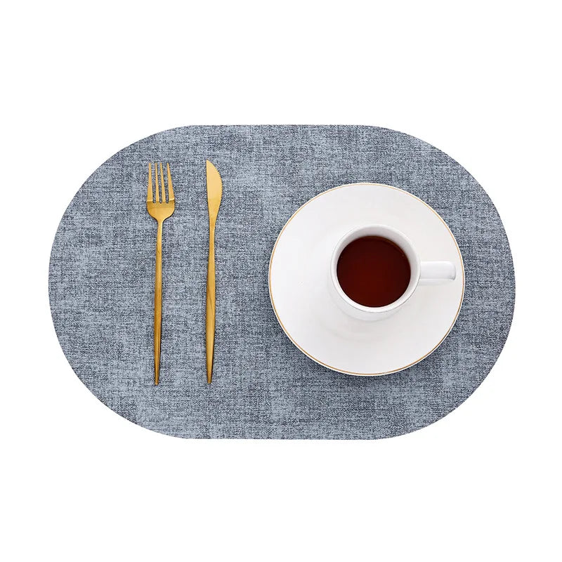 Oval Faux Leather Placemats - Heat Resistant & Non-Slip Table Mats