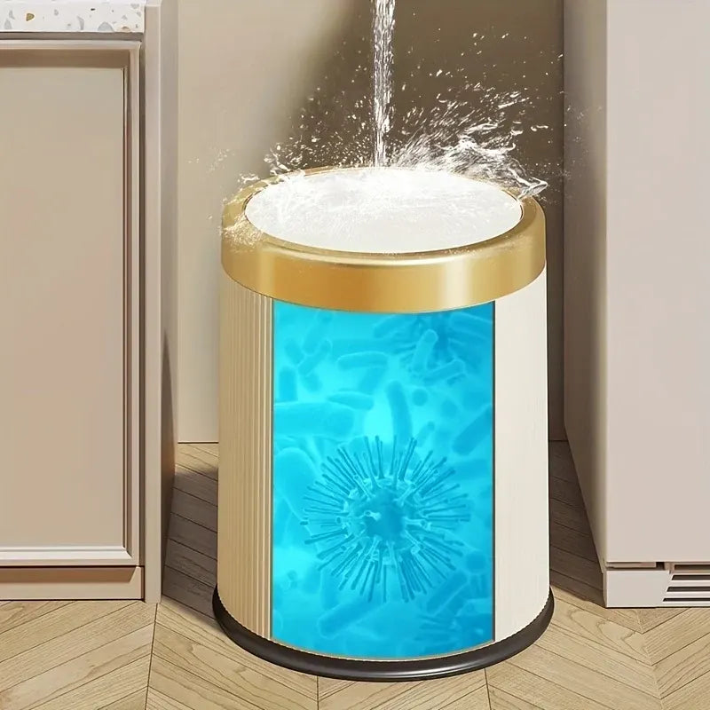 Oval Luxury Trash Can with Press-Top Lid and Dual Inner Bucket Design