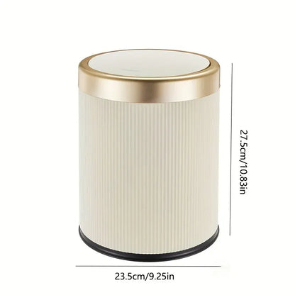 Oval Luxury Trash Can with Press-Top Lid and Dual Inner Bucket Design